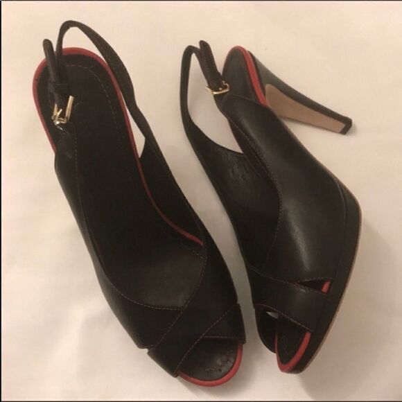 GRAFFITI BLACK/RED LEATHER SLINGBACK SANDA… - Picture 3 of 7